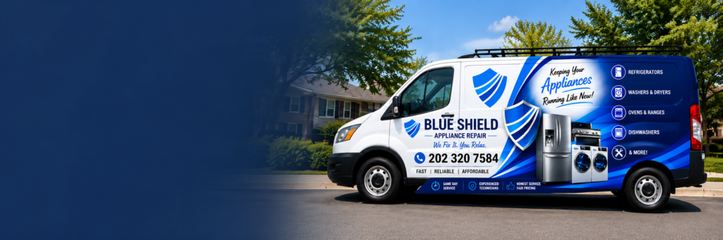 Blue Shield Appliance Repair Service Van in Washington DC