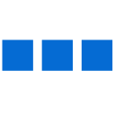 Three blue squares aligned horizontally on a black background.