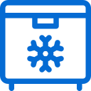Blue freezer/freezing icon with snowflake indicating cold storage or refrigeration